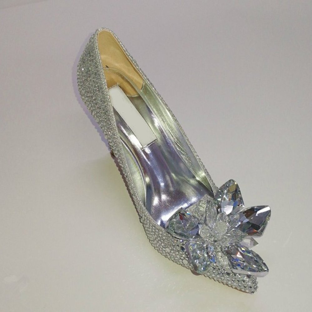 NWT Cinderella Shoes Sparkling Bling Swarovski Crystal Rhinestone Wedding Shoes - Picture 6 of 7